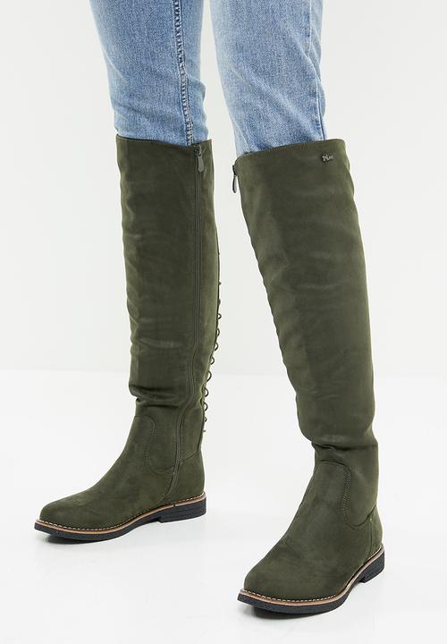 Plum - Aria knee length boot - olive