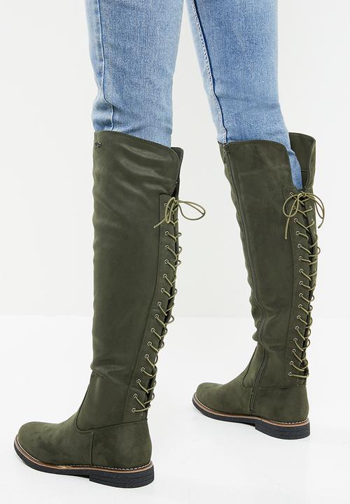 Plum - Aria knee length boot - olive