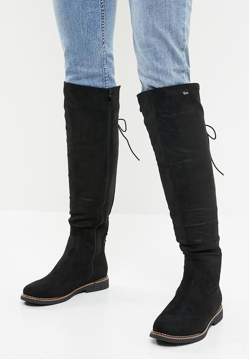 Plum - Aria knee length boot - black