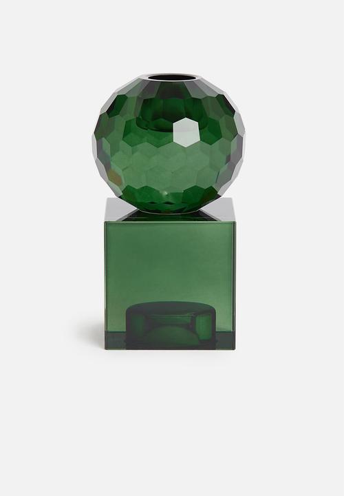 Present Time - Crystal art candle holder medium - green