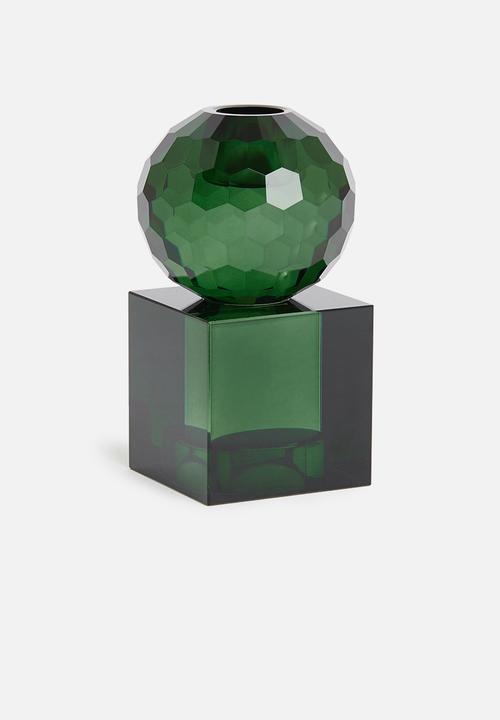 Present Time - Crystal art candle holder medium - green