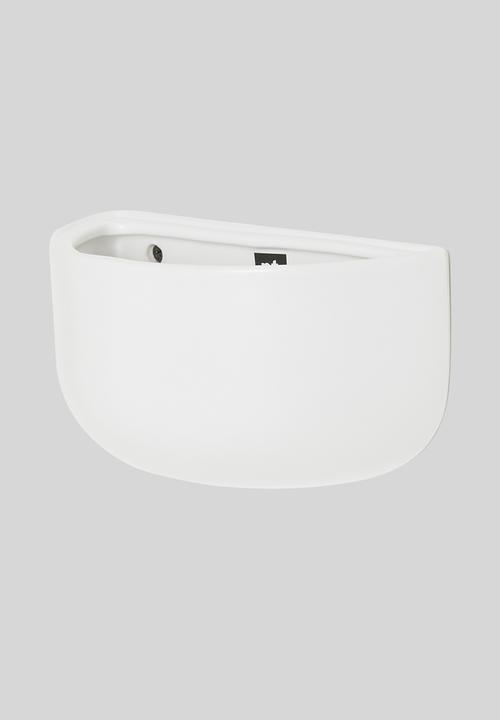 Present Time - Wide oval wall planter - white