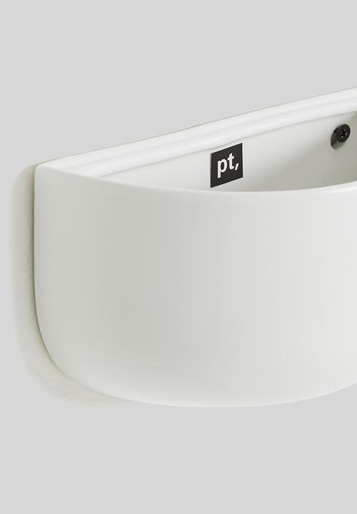 Present Time - Wide oval wall planter - white