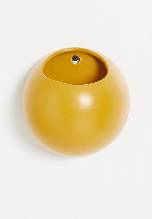 Present Time - Globe wall planter - yellow