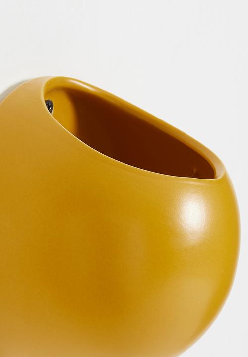 Present Time - Globe wall planter - yellow
