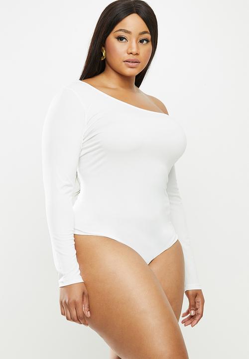 MILLA - Asymmetric one shoulder long sleeve bodysuit - ivory
