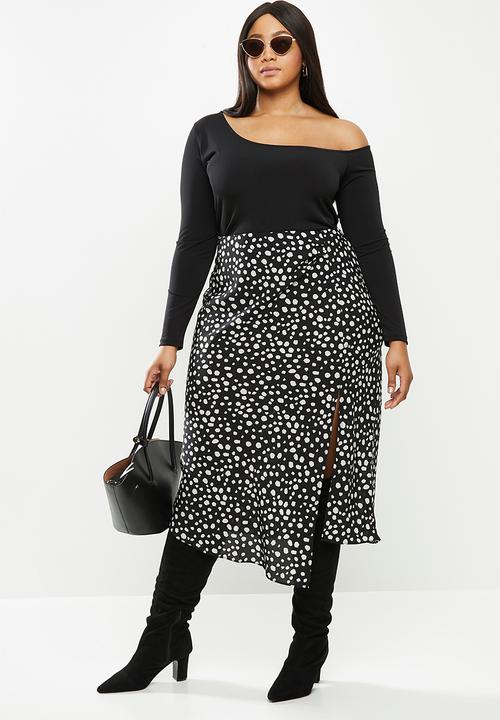 MILLA - Asymmetric one shoulder long sleeve bodysuit - black