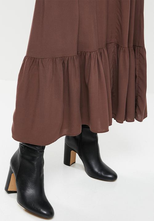 VELVET - Rayon Boho tiered maxi dress - brown 