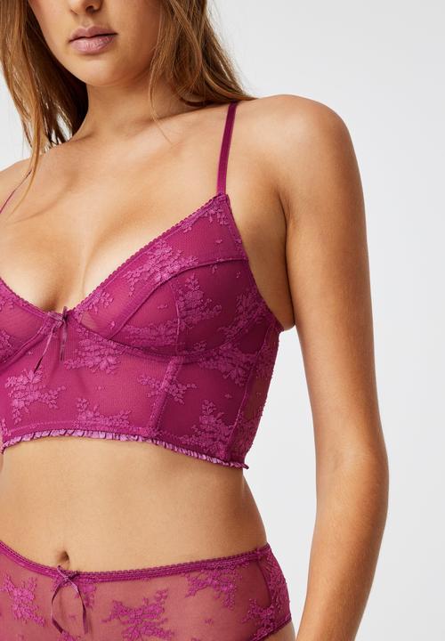 Cotton On - Cherry blossom longline bralette - raspberry orchid