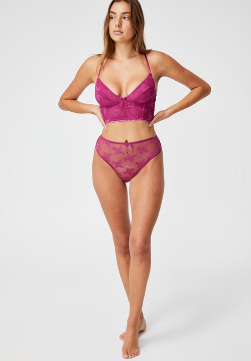 Cotton On - Cherry blossom longline bralette - raspberry orchid