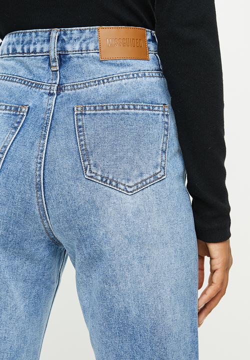 Missguided - Petite slim straight distressed jean - blue