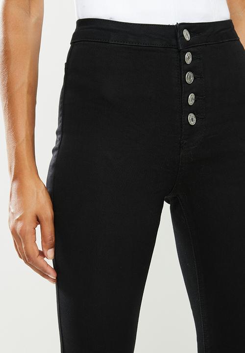 Missguided - Petite vice button up skinny jean - black