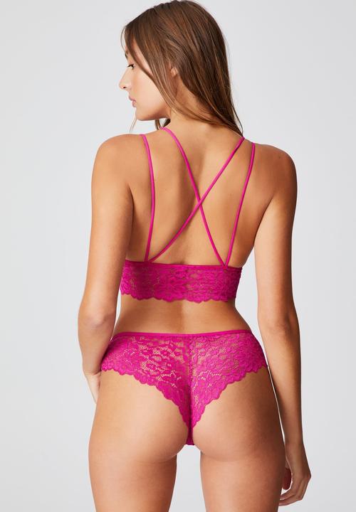 Cotton On - Ivy lace brasiliano brief - pink sapphire