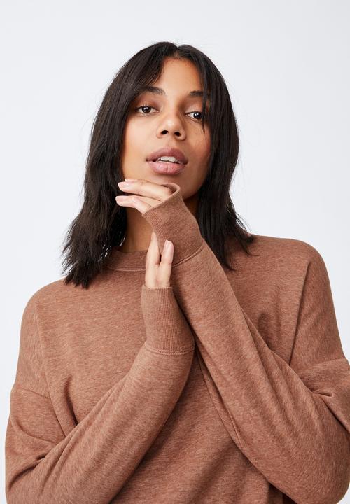 Cotton On - Lifestyle long sleeve crew top - chestnut
