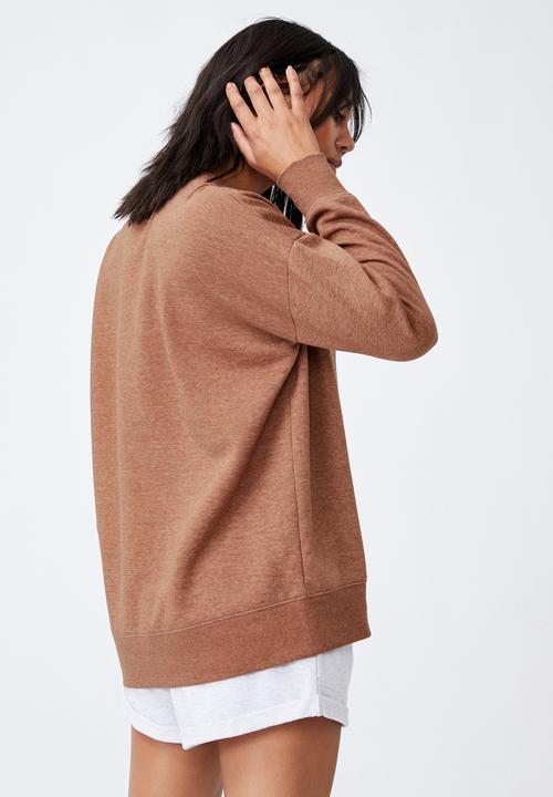 Cotton On - Lifestyle long sleeve crew top - chestnut