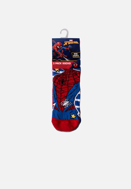 Character Group - Spiderman 3 pack anklet socks - red & blue 
