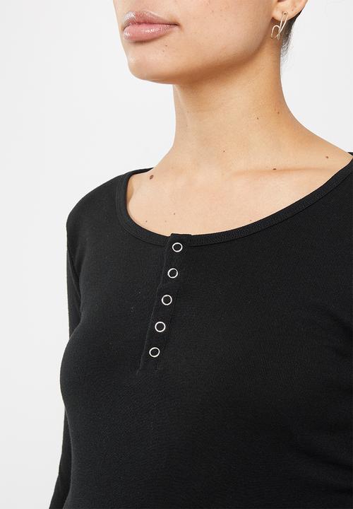 Cotton On - Maternity henley long sleeve top - black