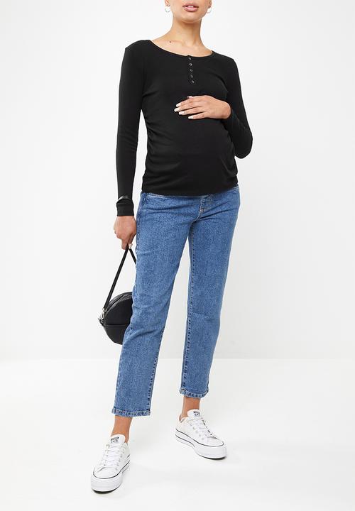 Cotton On - Maternity henley long sleeve top - black