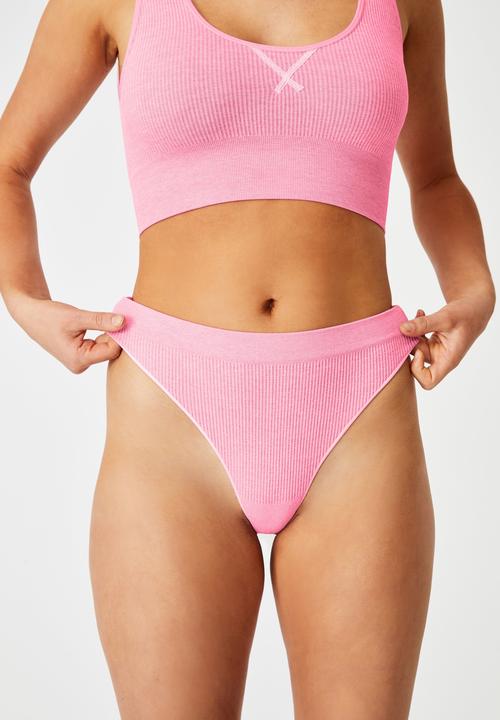 Cotton On - Seamfree high cut g string brief - primrose marle