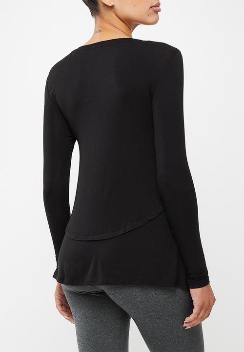 Cotton On - Maternity 2 in 1 long sleeve top 2 pack - black & white