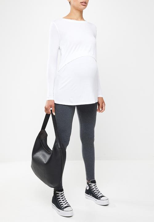 Cotton On - Maternity 2 in 1 long sleeve top 2 pack - black & white