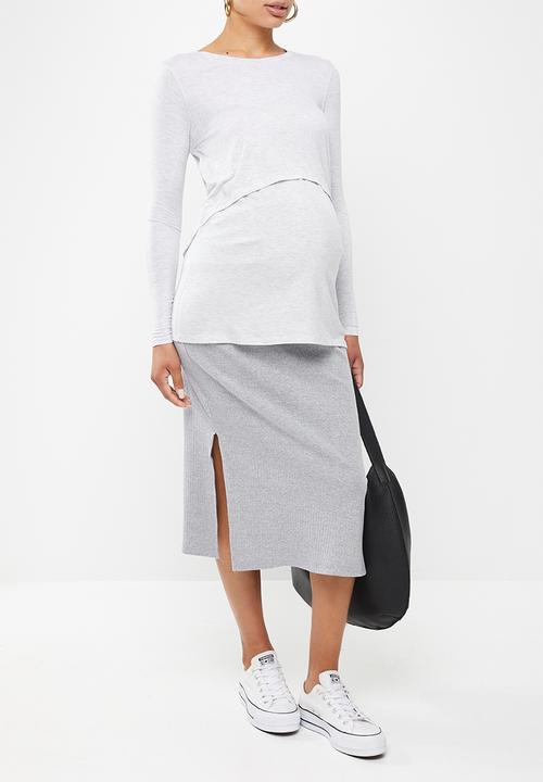 Cotton On - Maternity 2 in 1 long sleeve top 2 pack - white & grey