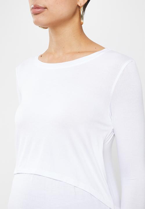 Cotton On - Maternity 2 in 1 long sleeve top 2 pack - white & grey