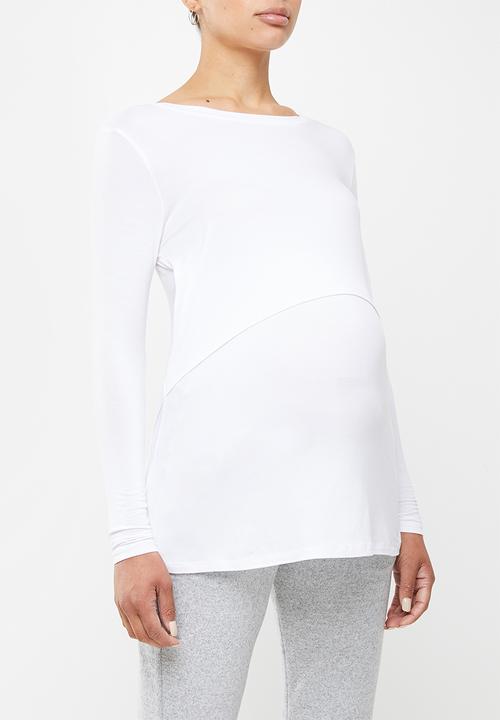 Cotton On - Maternity 2 in 1 long sleeve top 3 pack - white