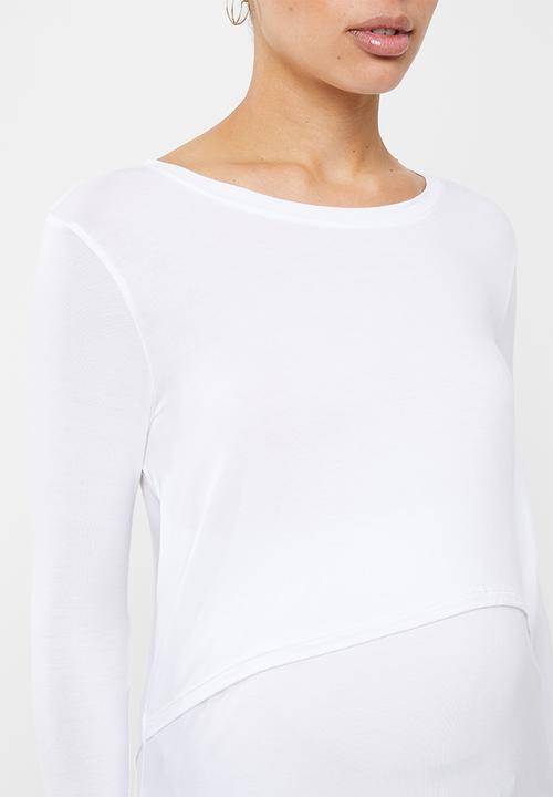 Cotton On - Maternity 2 in 1 long sleeve top 3 pack - white