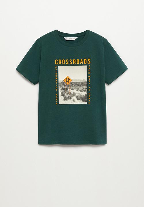 MANGO - Cross short sleeve tee - green