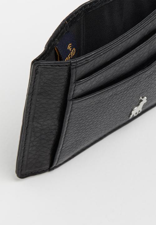 POLO - Nappa credit card wallet with top pocket - black