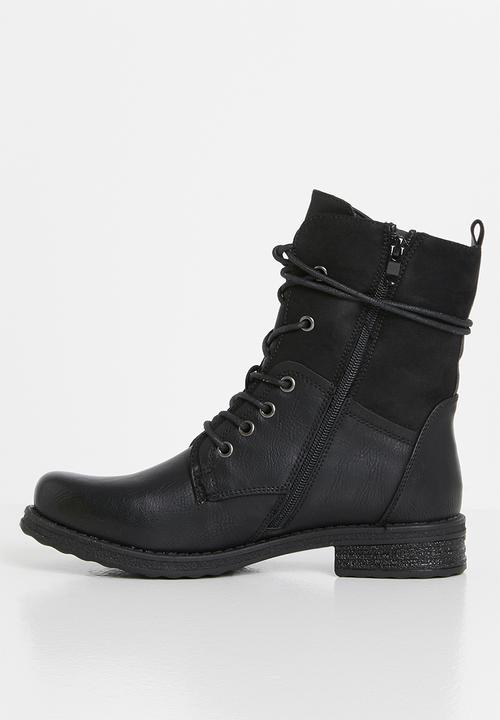 Plum - Turna combat boot - black