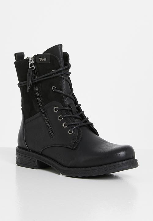 Plum - Turna combat boot - black
