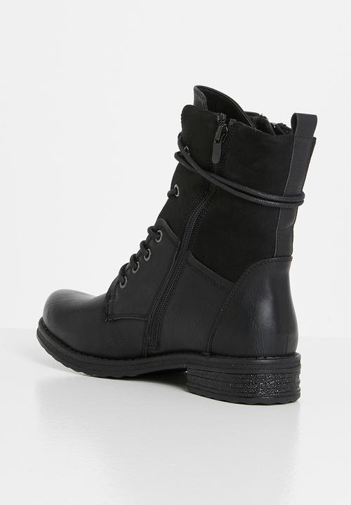 Plum - Turna combat boot - black