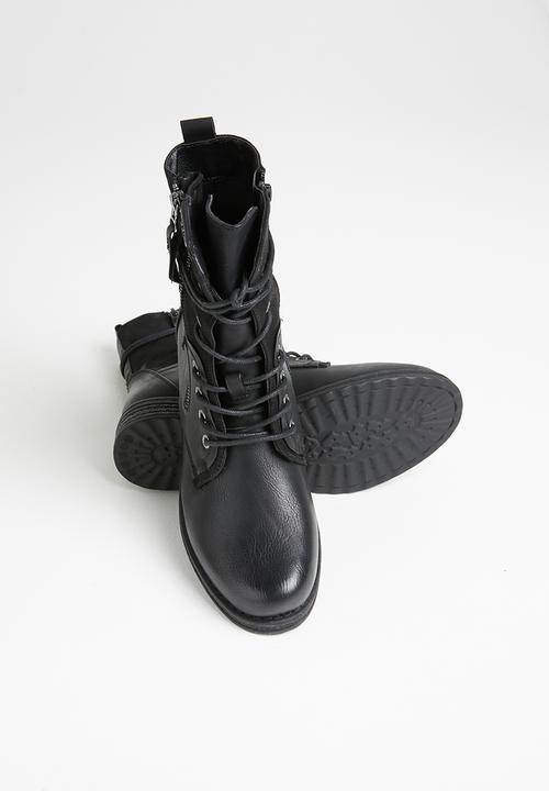 Plum - Turna combat boot - black