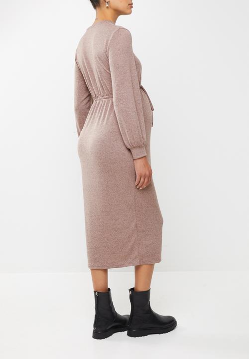 Superbalist - Nursing drawstring dress - taupe melange