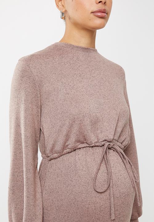 Superbalist - Nursing drawstring dress - taupe melange