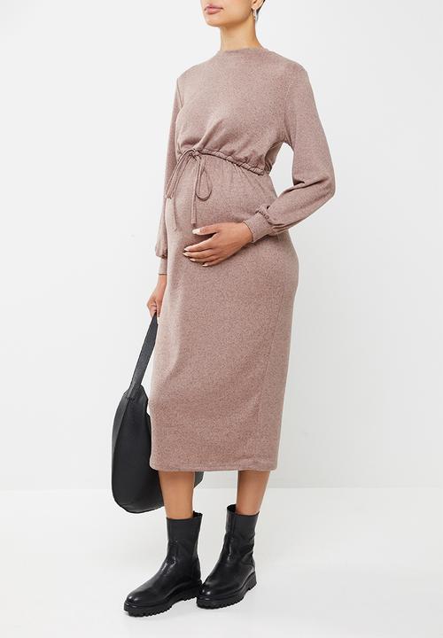Superbalist - Nursing drawstring dress - taupe melange