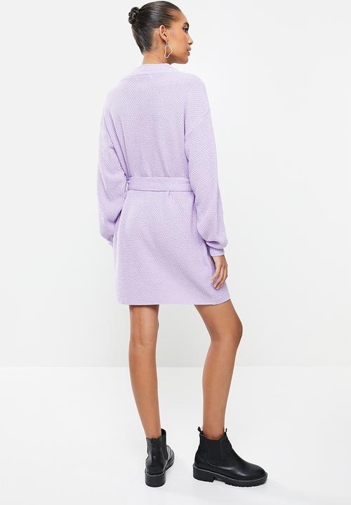 Glamorous - Belted knitted mini dress - lilac