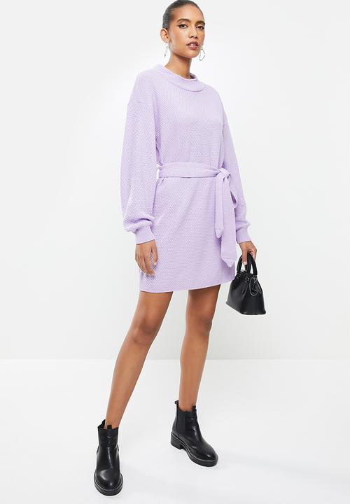Glamorous - Belted knitted mini dress - lilac