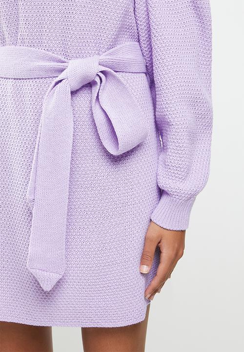Glamorous - Belted knitted mini dress - lilac