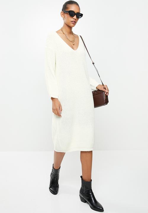 Glamorous - Knitted midi  jumperdress - cream