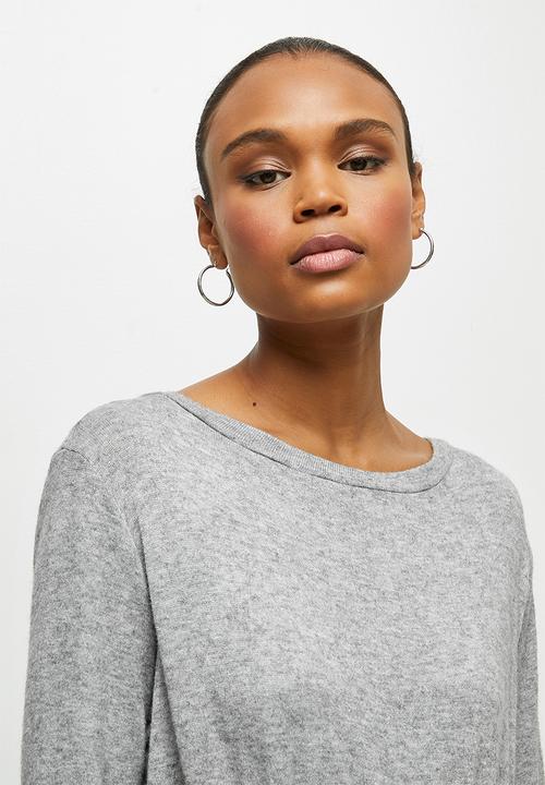 edit - Wide neck cut & sew jumpsuit - grey