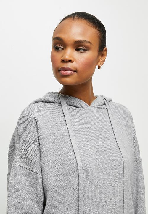 edit - Knitwear hooded top - grey