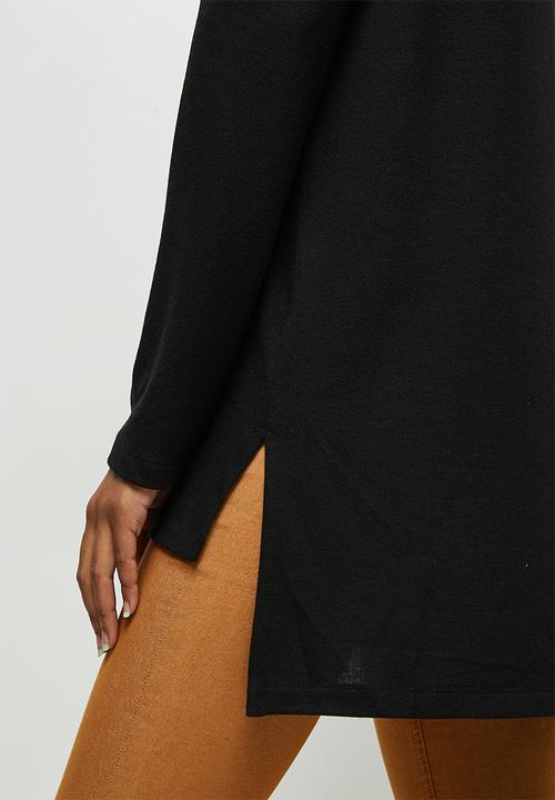 edit - Longline cut & sew top - black