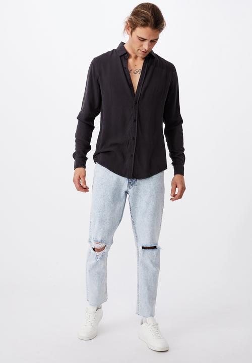 Cotton On - Cayman long sleeve shirt - washed black
