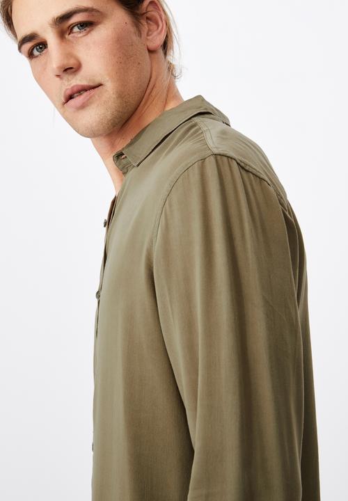 Cotton On - Cayman long sleeve shirt - washed khaki