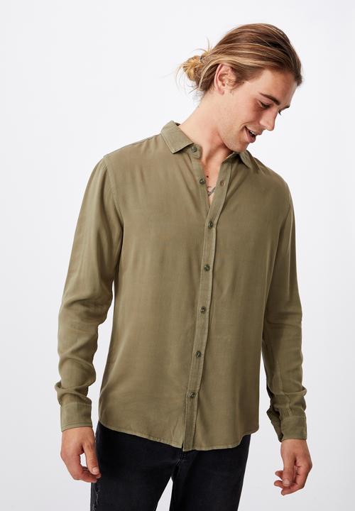 Cotton On - Cayman long sleeve shirt - washed khaki