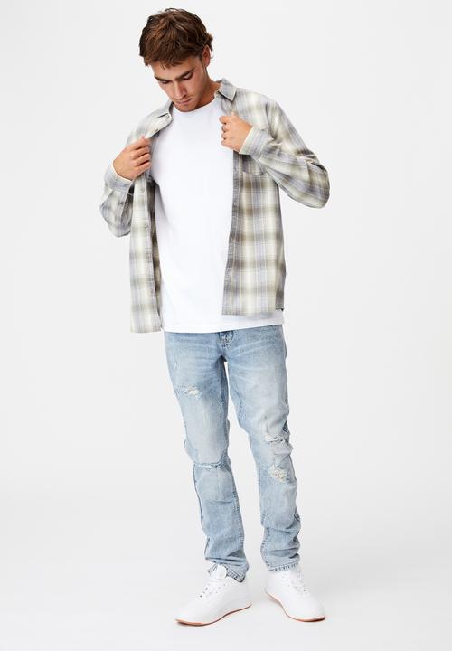 Cotton On - Washed long sleeve check shirt - multi