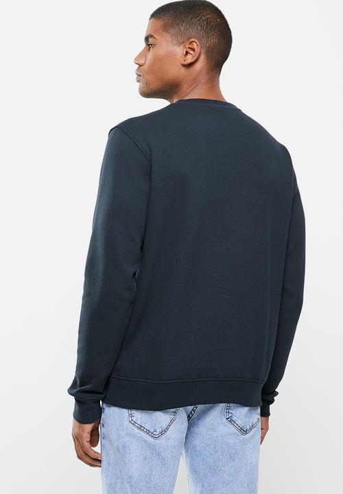 Jonathan D - Branded crew neck sweater with 3d embroidery regular fit - navy
